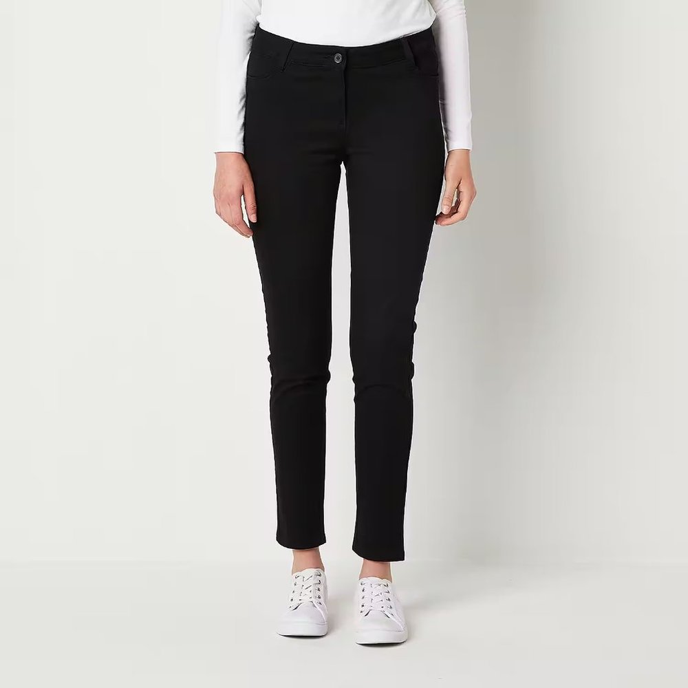 IZOD JUNIORS Womens Straight Flat Front Pant Stretch Skinny Pants Easy Comfort 7